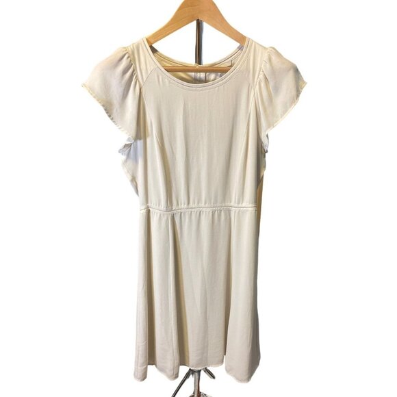 H&M White Fit and Flare A Line Short Flutter Sleeve Dress SZ 8 - Picture 1 of 6